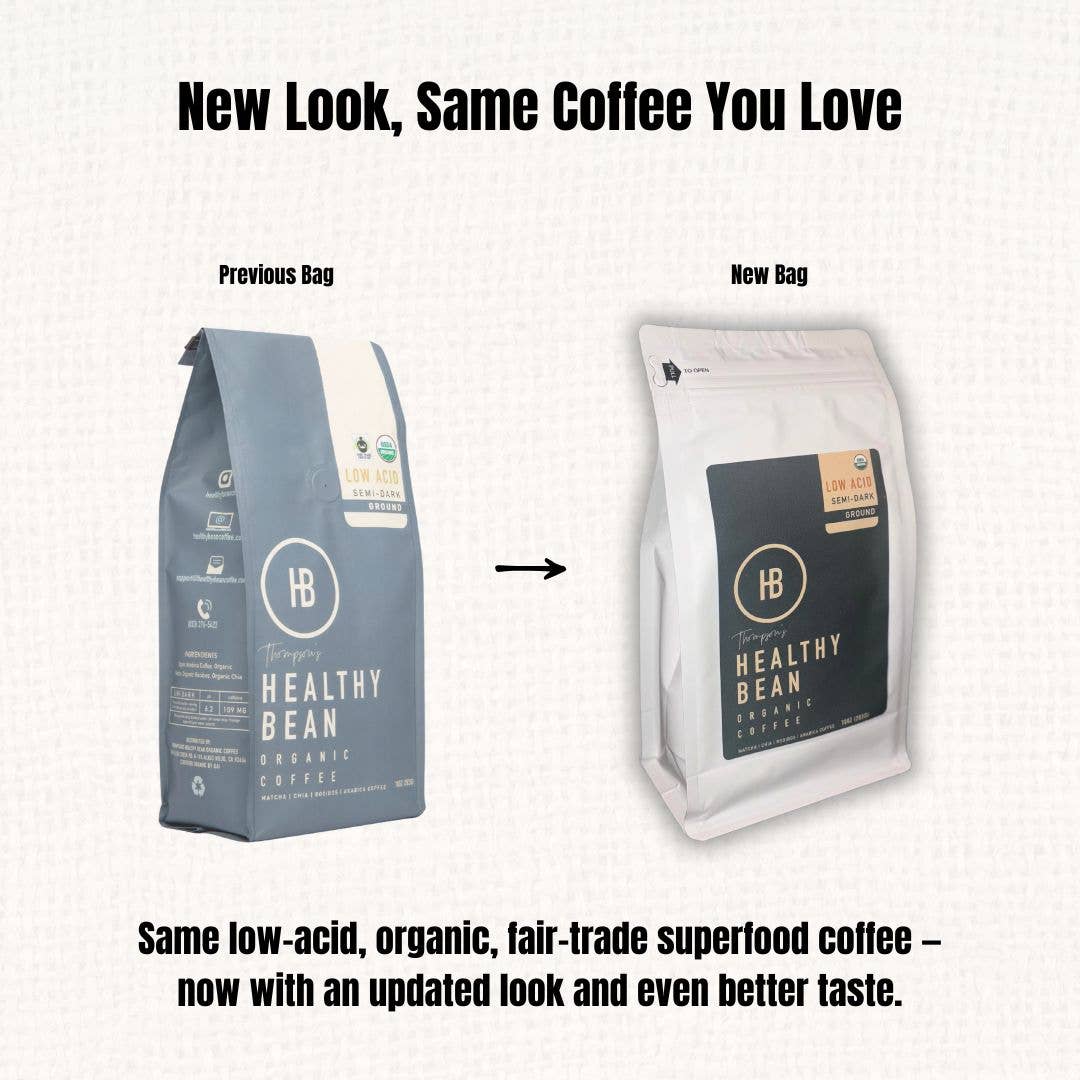 Healthy Bean Coffee - Superfood Whole Bean Organic, Low Acid