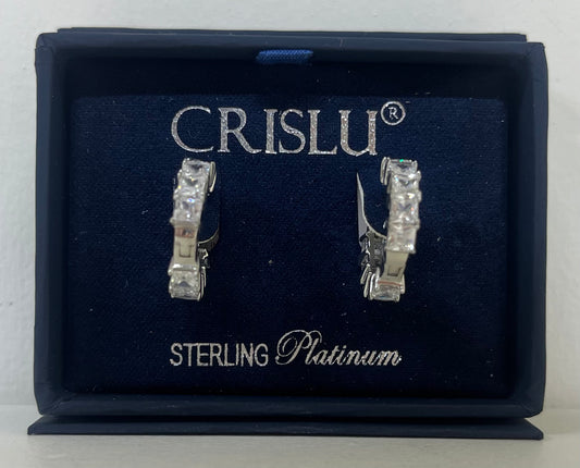 3.60 CTTW Cubic Zirconia Hoop Earrings in Platinum