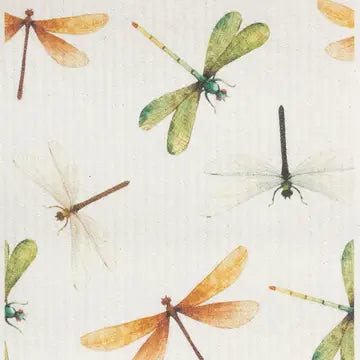 Dragonfly Collage Swedish Dishcloth