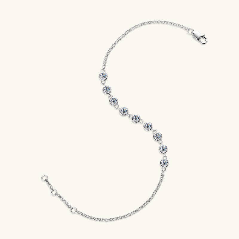 Moissanite Stacking Wedding Bracelet in 925 Sterling Silver: Gold