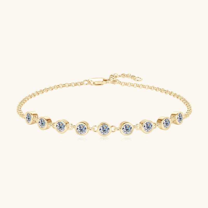 Moissanite Stacking Wedding Bracelet in 925 Sterling Silver: Gold