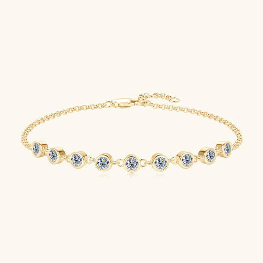 Moissanite Stacking Wedding Bracelet in 925 Sterling Silver: Gold