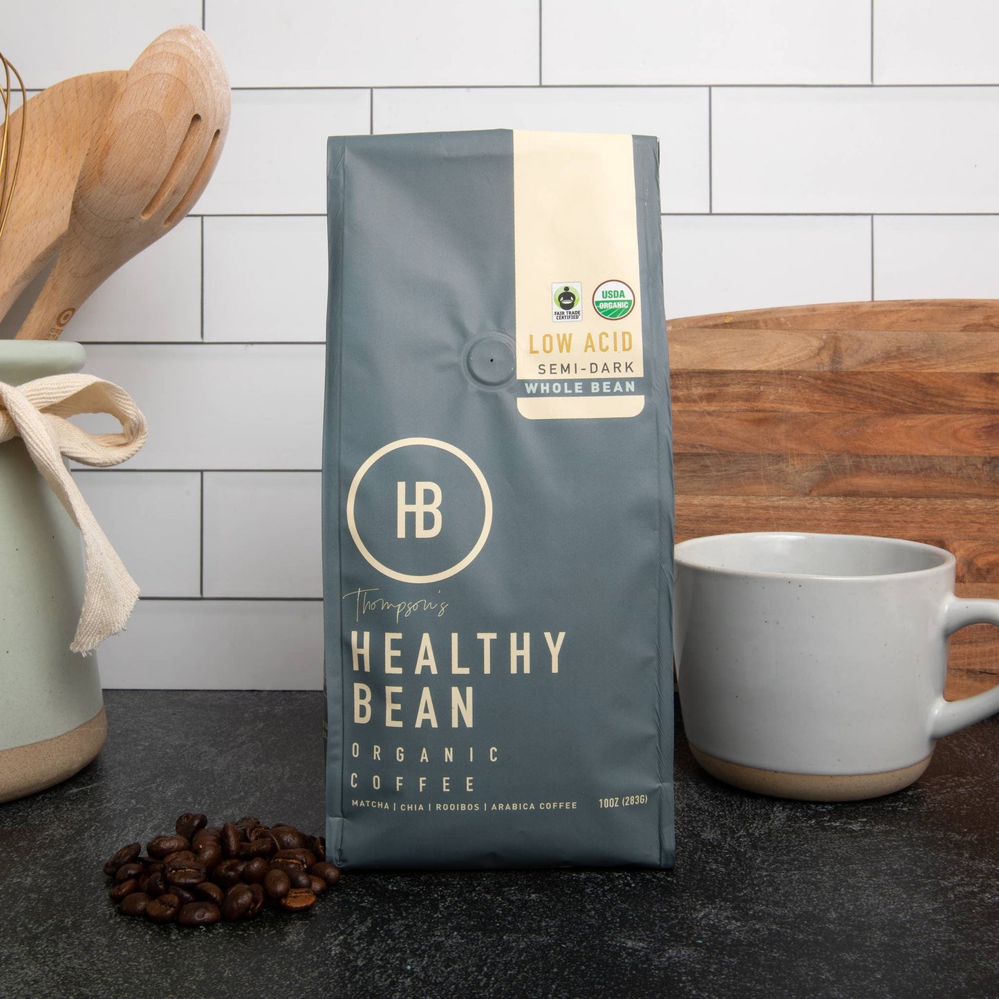 Healthy Bean Coffee - Superfood Whole Bean Organic, Low Acid