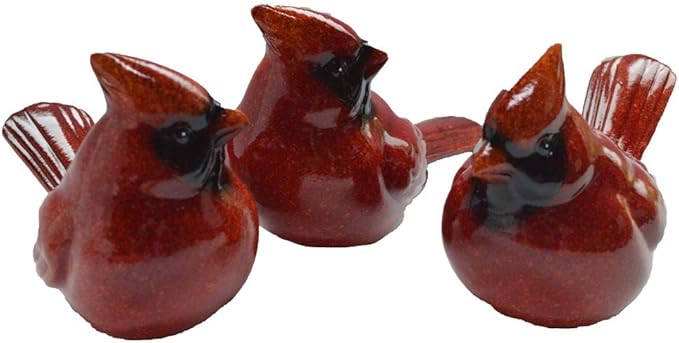 Small Winter Red Cardinals 6 x 3.5 Inch Ceramic