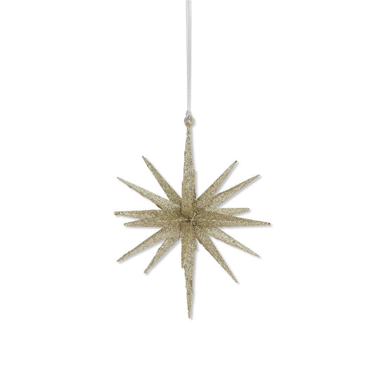 6"- Champagne Glitter Star Ornament