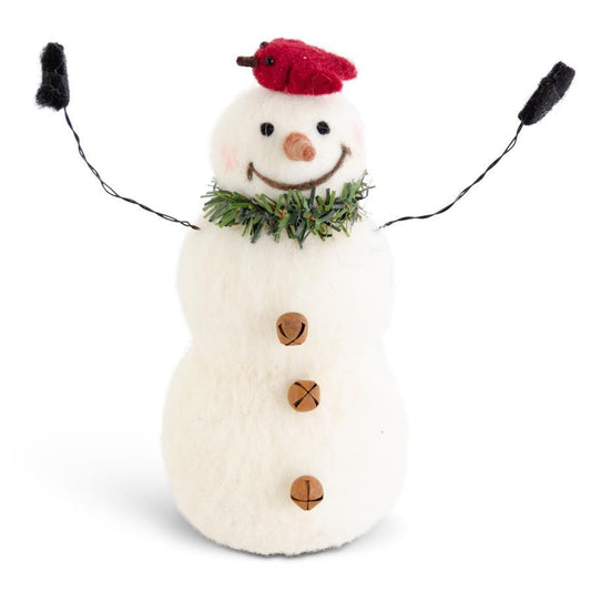 7.5 " Wool Snowman w/Cardinal