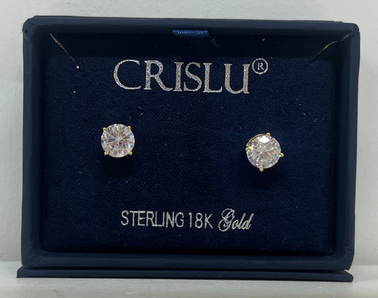 2.00 CTTW Cubic Zirconia Stud Earrings in 18kt Yellow Gold