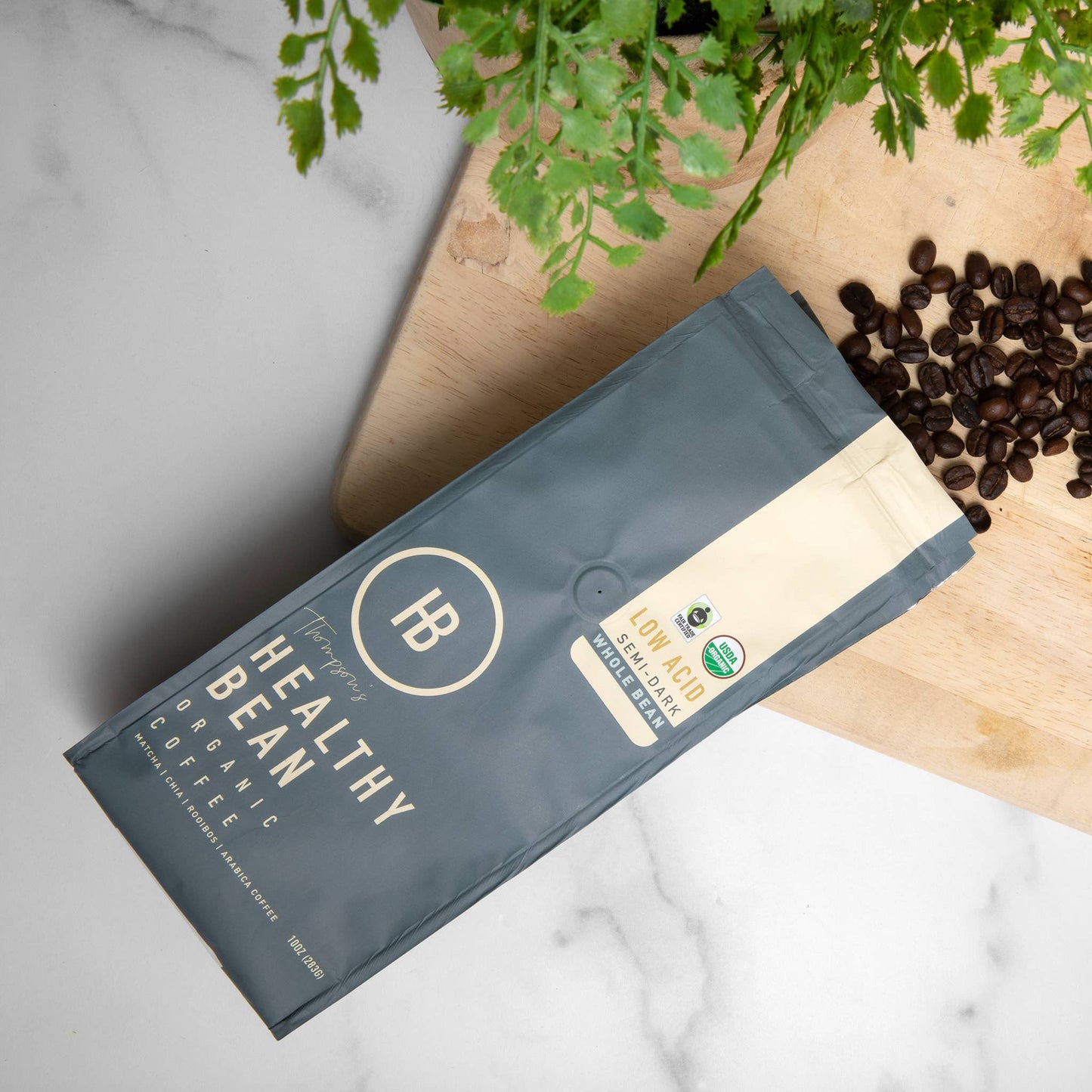 Healthy Bean Coffee - Superfood Whole Bean Organic, Low Acid