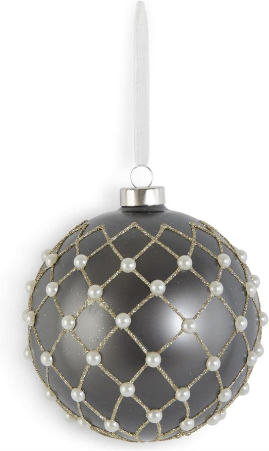 4.75 -Matte Gray Glass Ornament