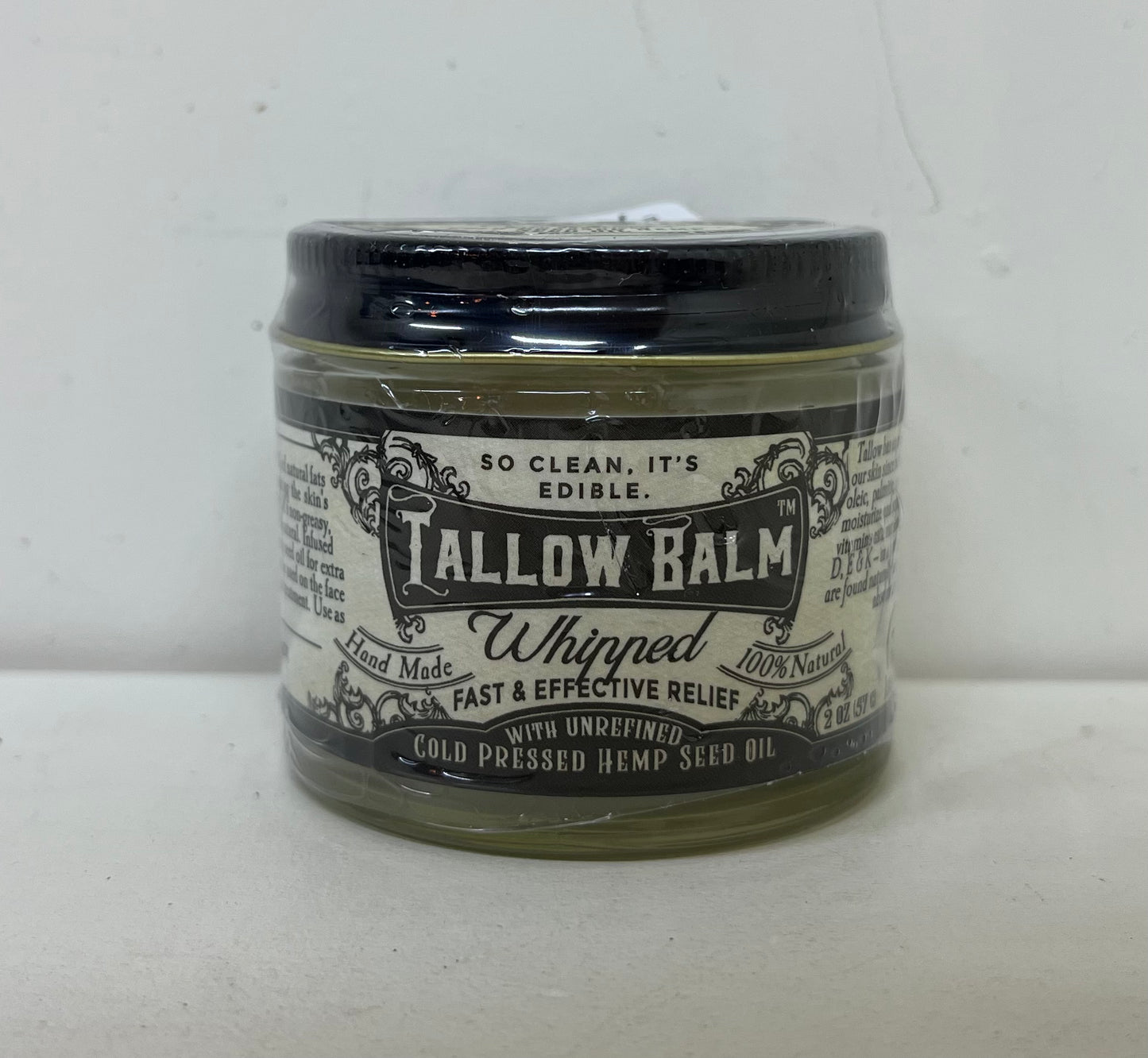 Tallow Balm-- Whipped w/Hemp Seed Oil- 2 oz Glass Container