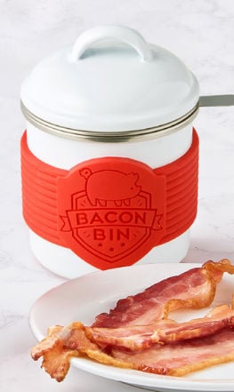 Metal Bacon Bin Grease Holder- White