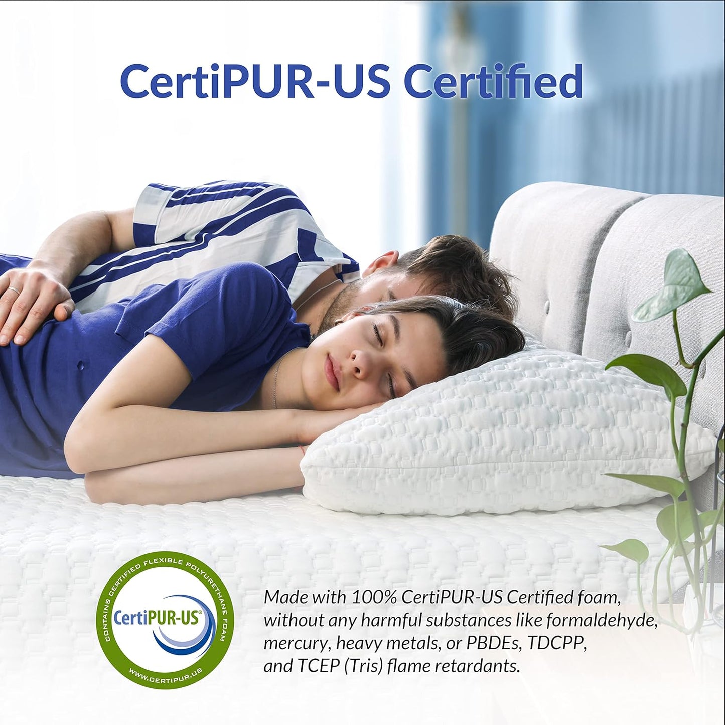 MLILY Premium Pillow for Sleeping Queen Size, Soft Shredded Memory Foam Pillow with Breathable Cover Bed Pillows for Back, Stomach or Side Sleepers, 28"x18"