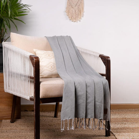 Handwoven Twill 100% Cotton Throw with Fringes