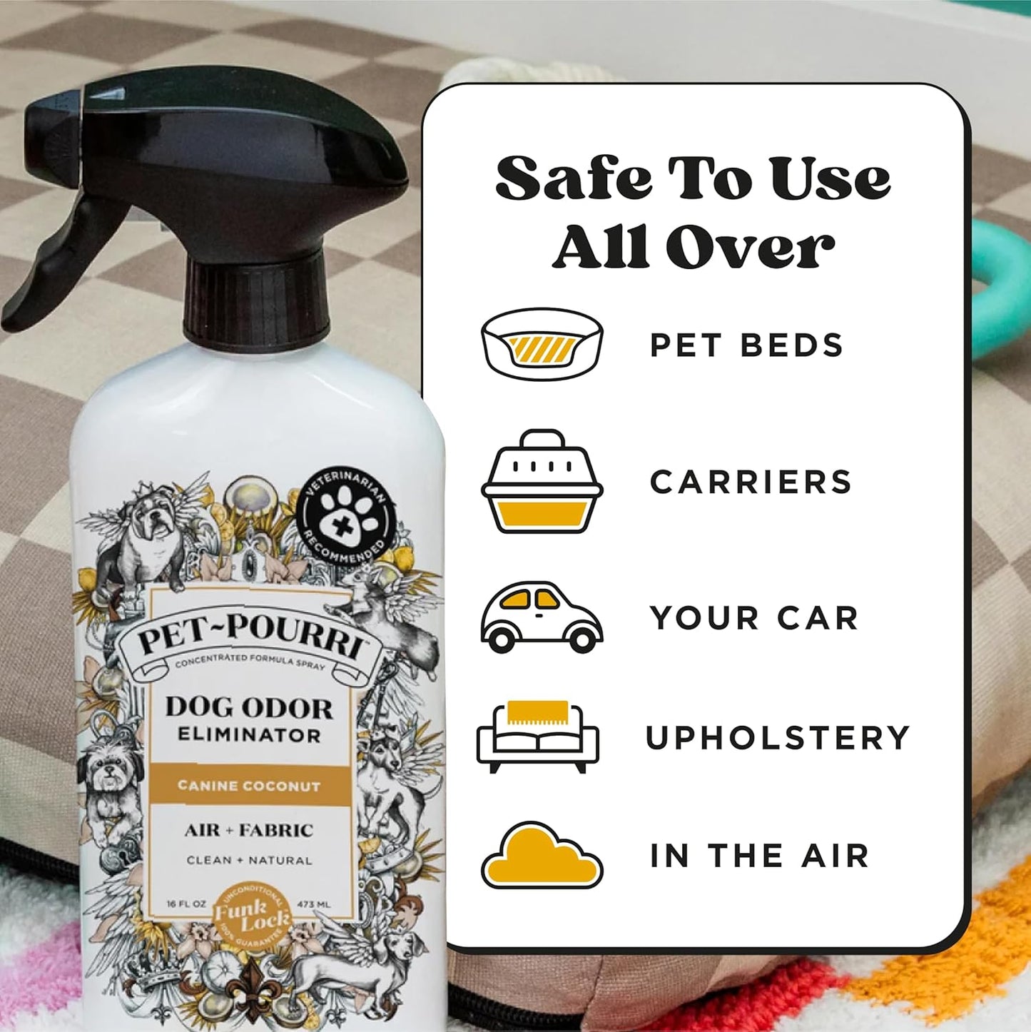 Pet-Pourri Pet Odor Air + Fabric Odor Freshener Spray, Canine Coconut