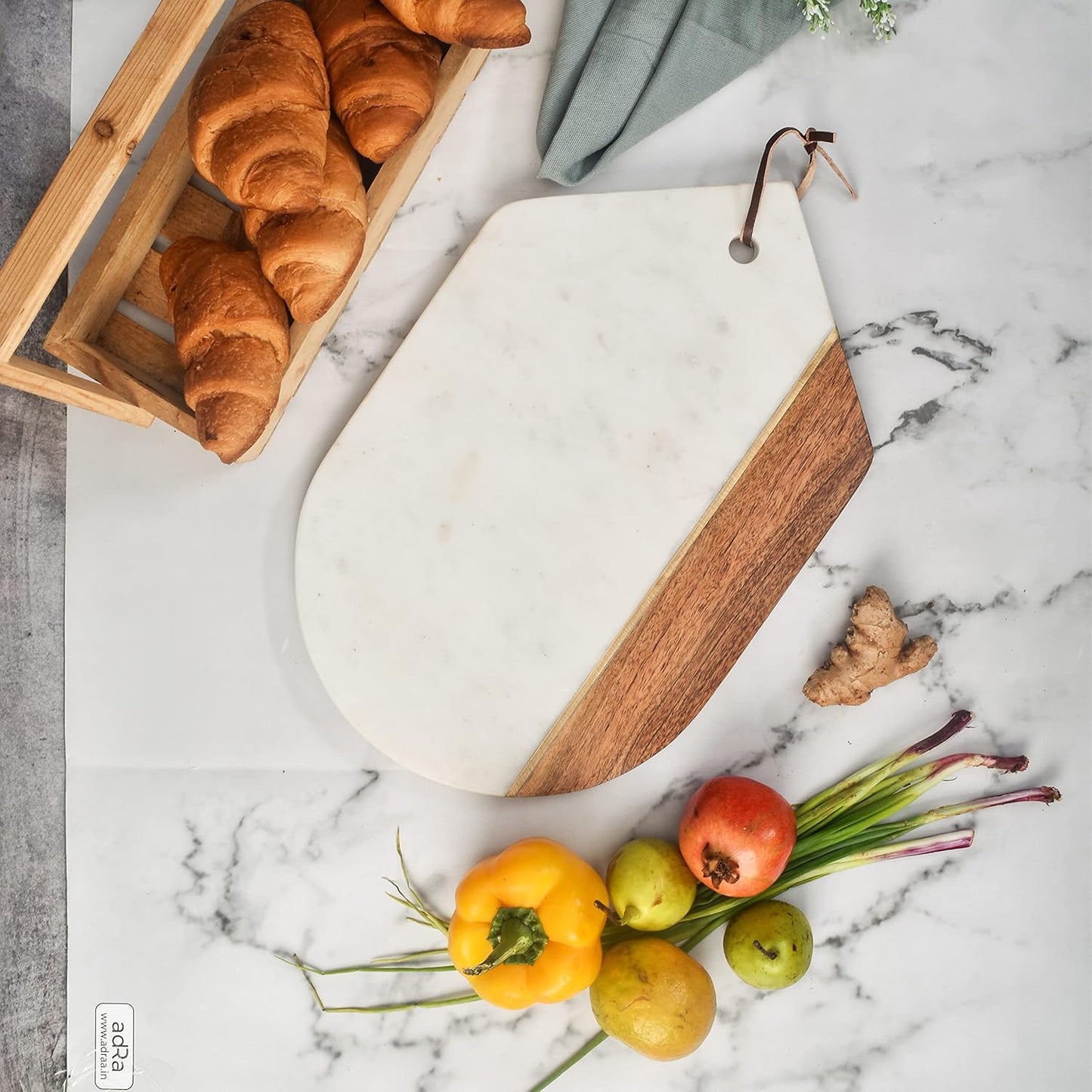 Crafted Marble & Acacia Wood Cutting Board, Wooden Chopping