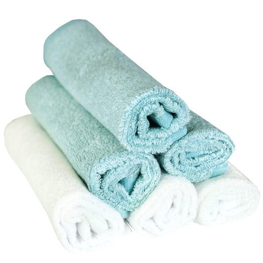 Washcloth Set of 6 -White/Blue