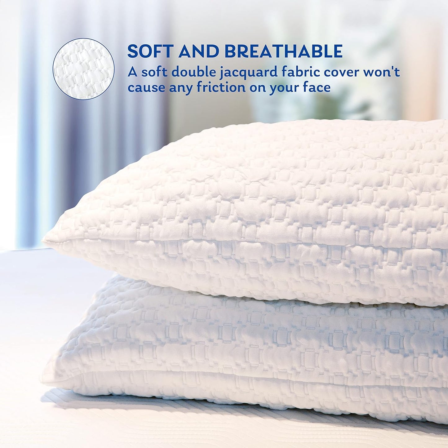 MLILY Premium Pillow for Sleeping Queen Size, Soft Shredded Memory Foam Pillow with Breathable Cover Bed Pillows for Back, Stomach or Side Sleepers, 28"x18"