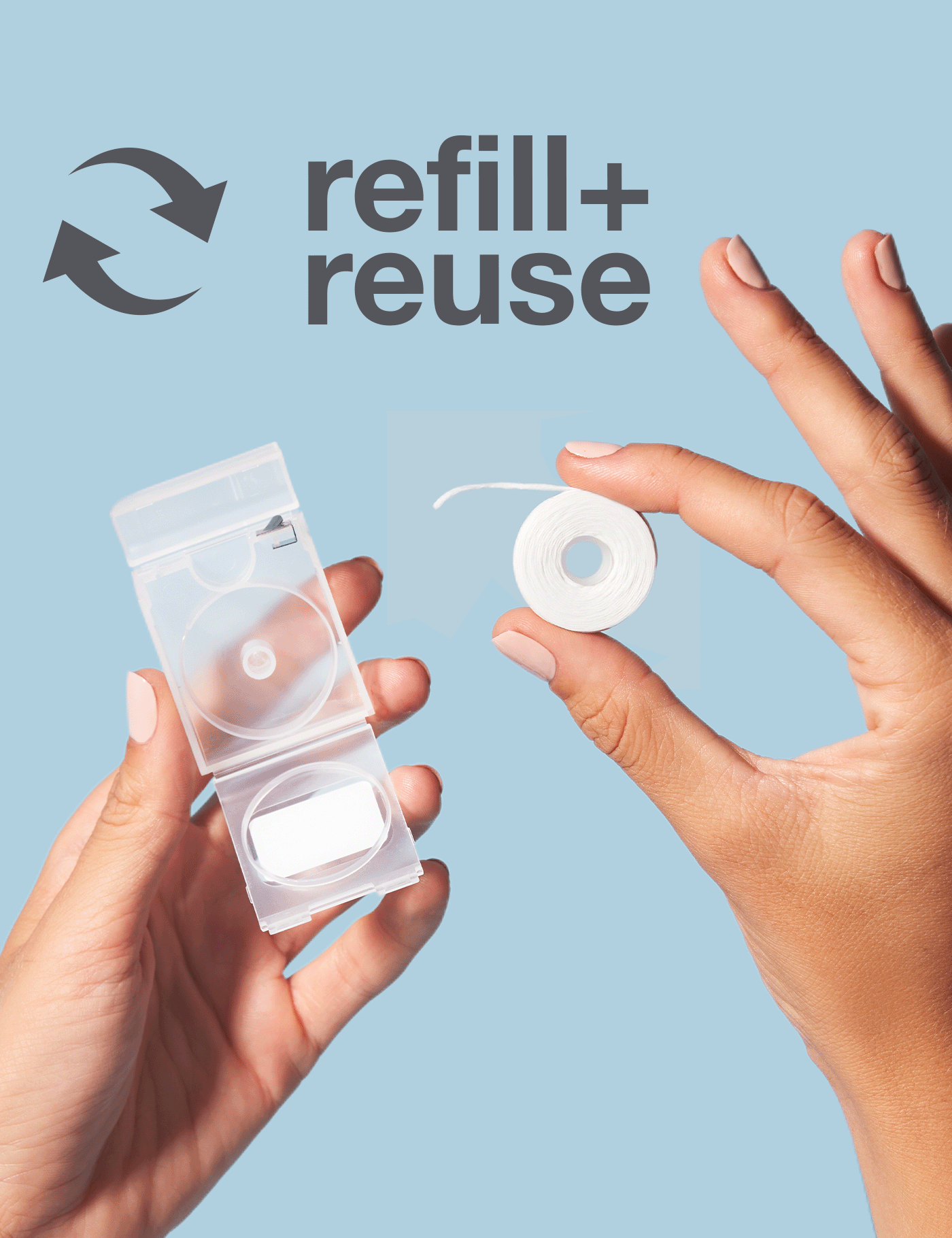 Davids Expanding Dental Floss / Refillable Dispenser / Mint
