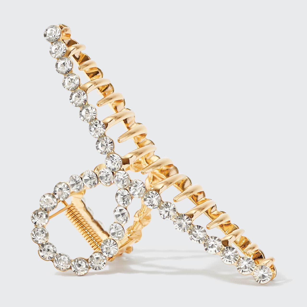 Metal Rhinestone Loop Claw Clip|  Gold