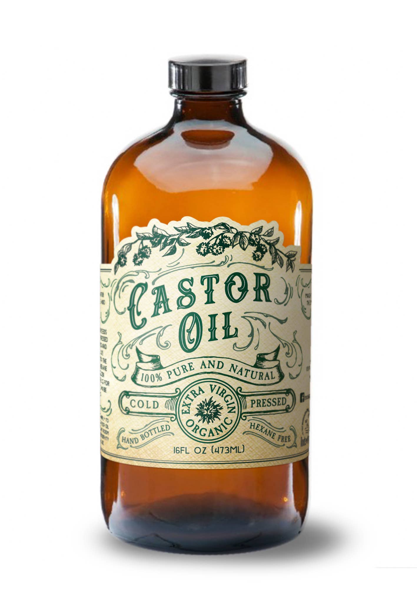 Organic Cold Pressed Castor Oil Hexane Free USA bottled: 16 oz