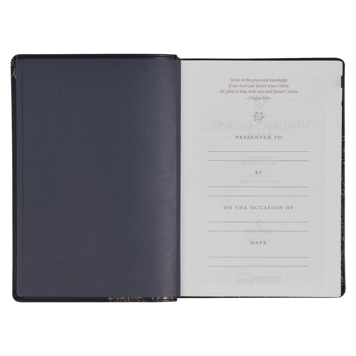 NLT, The Spiritual Growth Bible Faux Leather, Black Floral