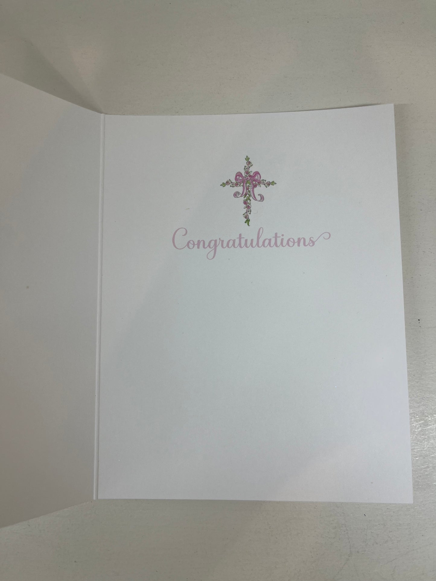 A Sweet Blessing From Above - Pink Floral Cross with Bow Card