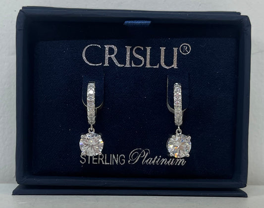 2.25 CTTW Cubic Zirconia Huggie Earrings in Platinum