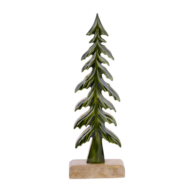 11.75" Mango Wood Tree | Dark Green