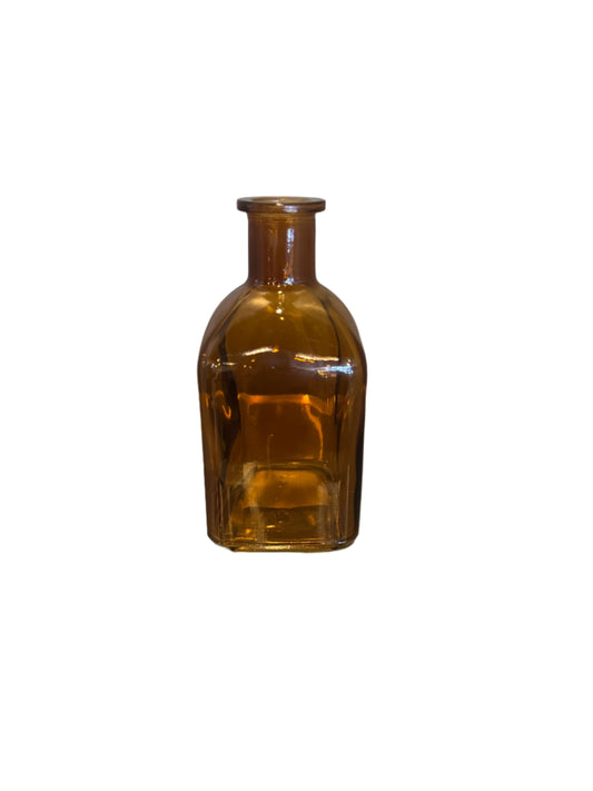 Amber 5.25 Inch Square Glass Bottle