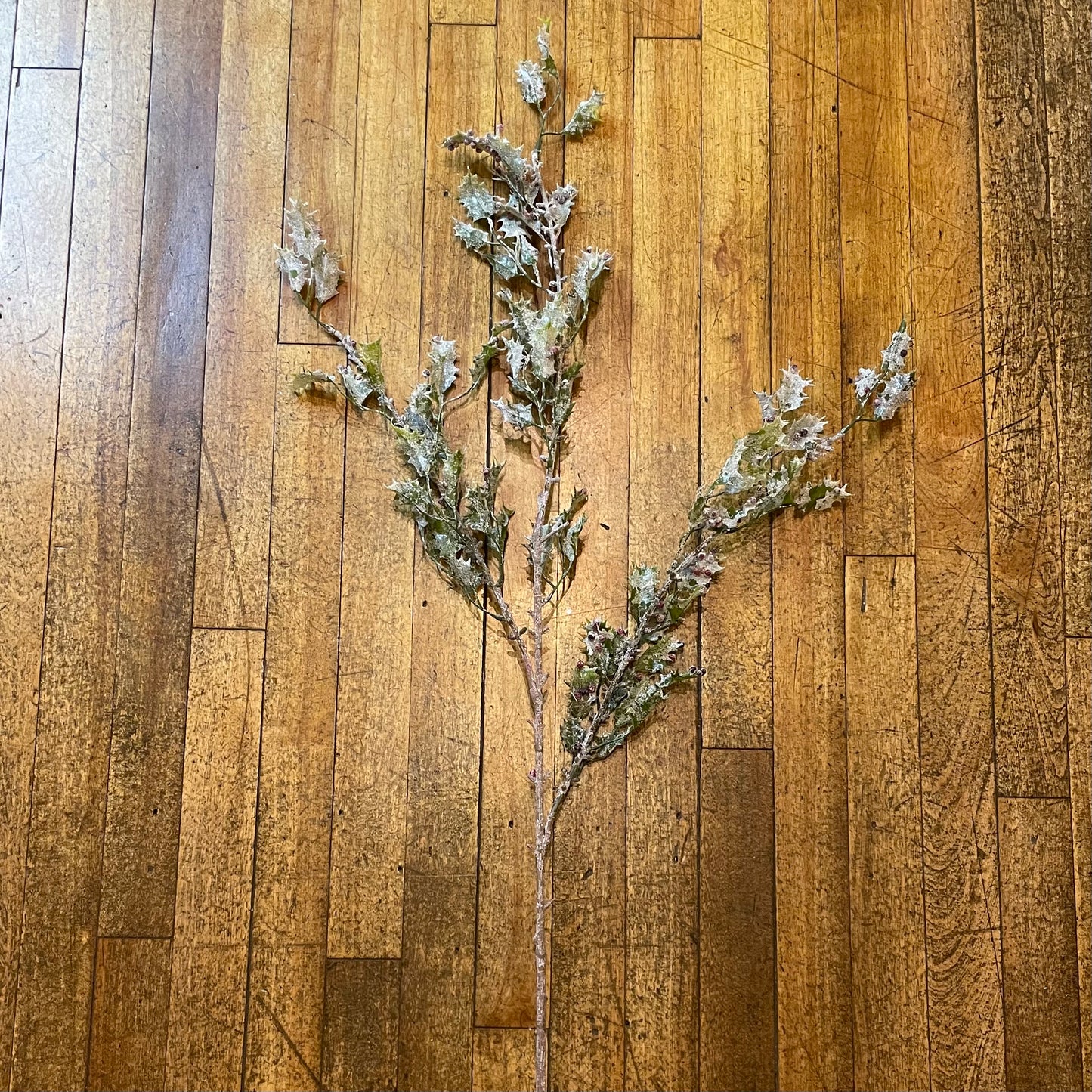 Glittered Holly Stem W/ Berries