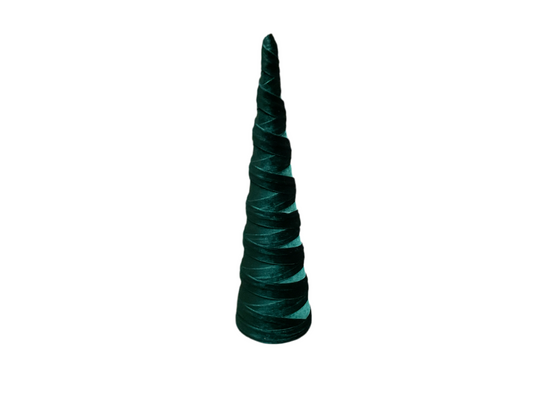 Dark Green Velvet Spiraled Fabric Cone Trees