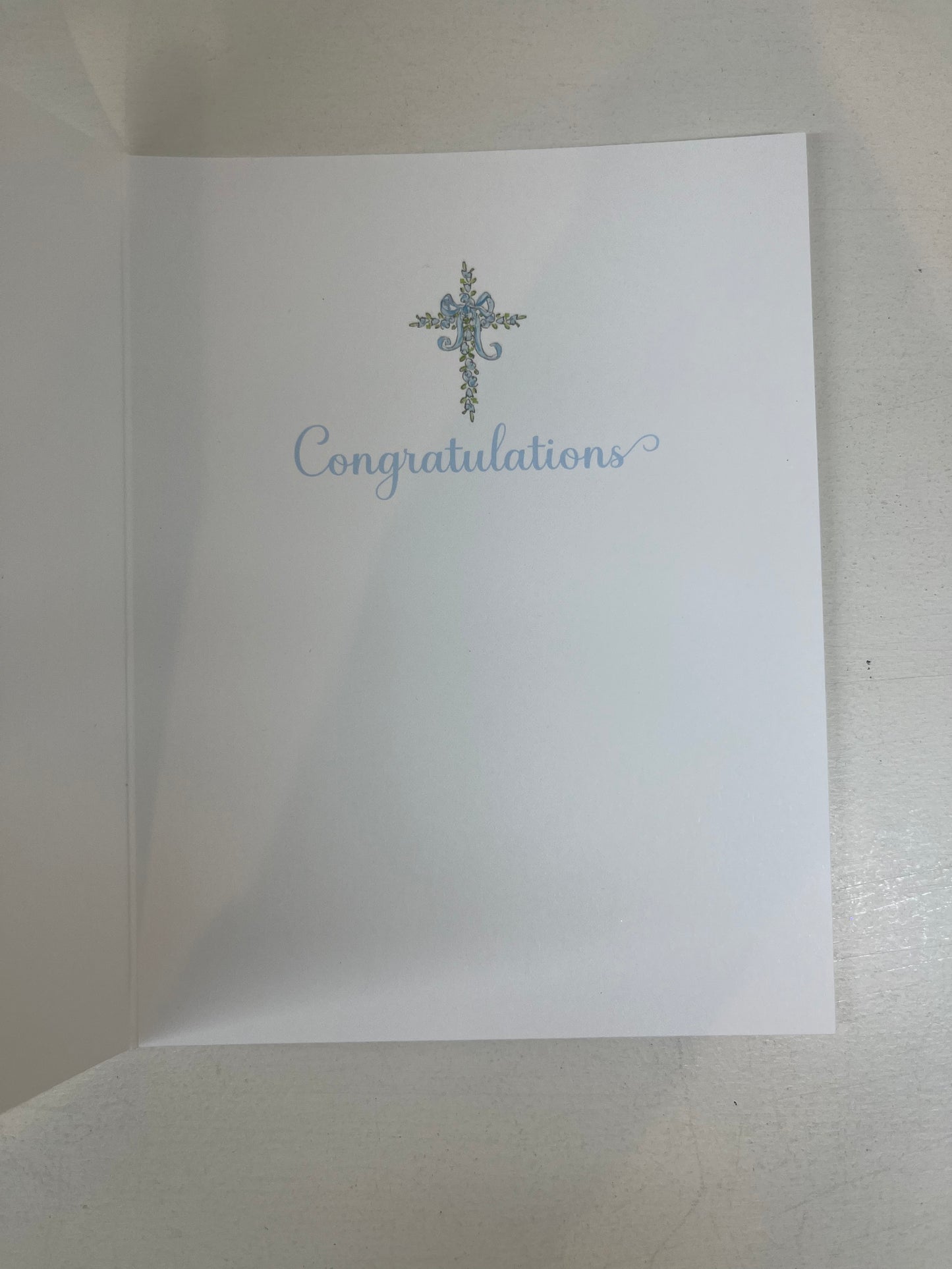 A Sweet Blessing From Above - Blue Floral Cross with Bow Card