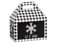 Let it Snow-Black Plaid Snowflakes Gable Box