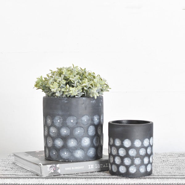 Black Pot with White polka Dot Planter