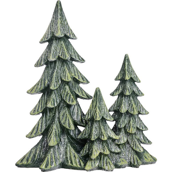 6" Resin 3-Tree Figure- Dark Green