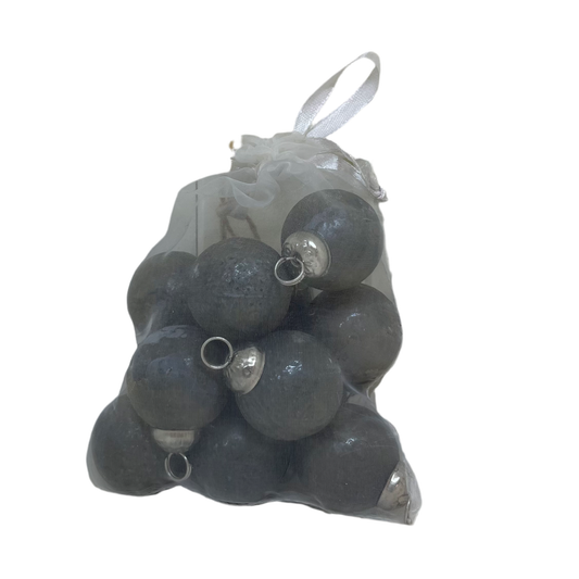 Bag of 12 Matte Gray Dot Embossed Glass ornaments