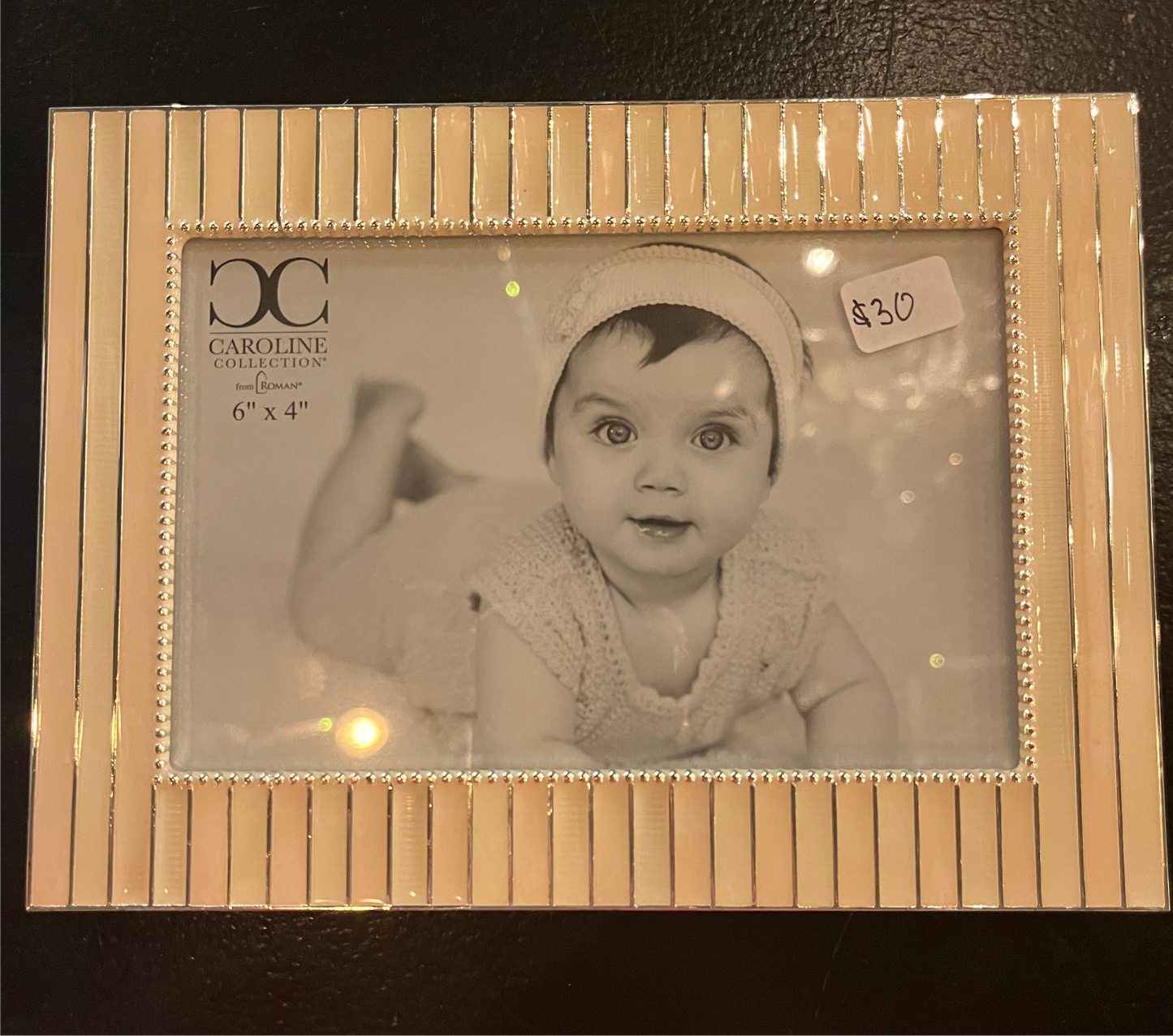 Striped Pink Picture Frame - 6”x4”