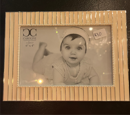 Striped Pink Picture Frame - 6”x4”