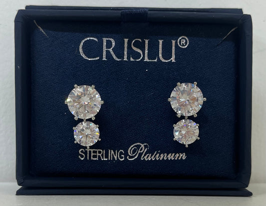 7.50 CTTW Double Cubic Zirconia Stud Earrings in Platinum