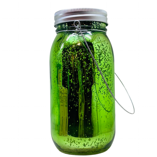 7" - Green 10 Light Solar Mason Jar