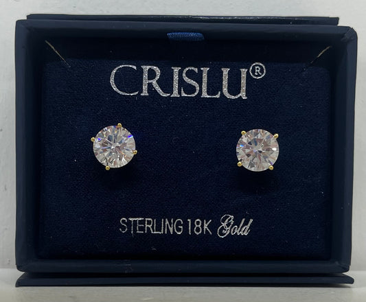 4.00 CTTW Cubic Zirconia Stud Earrings in 18kt Yellow Gold