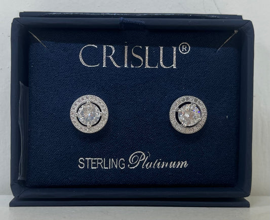 1.75 CTTW Cubic Zirconia Halo Stud Earrings in Platinum