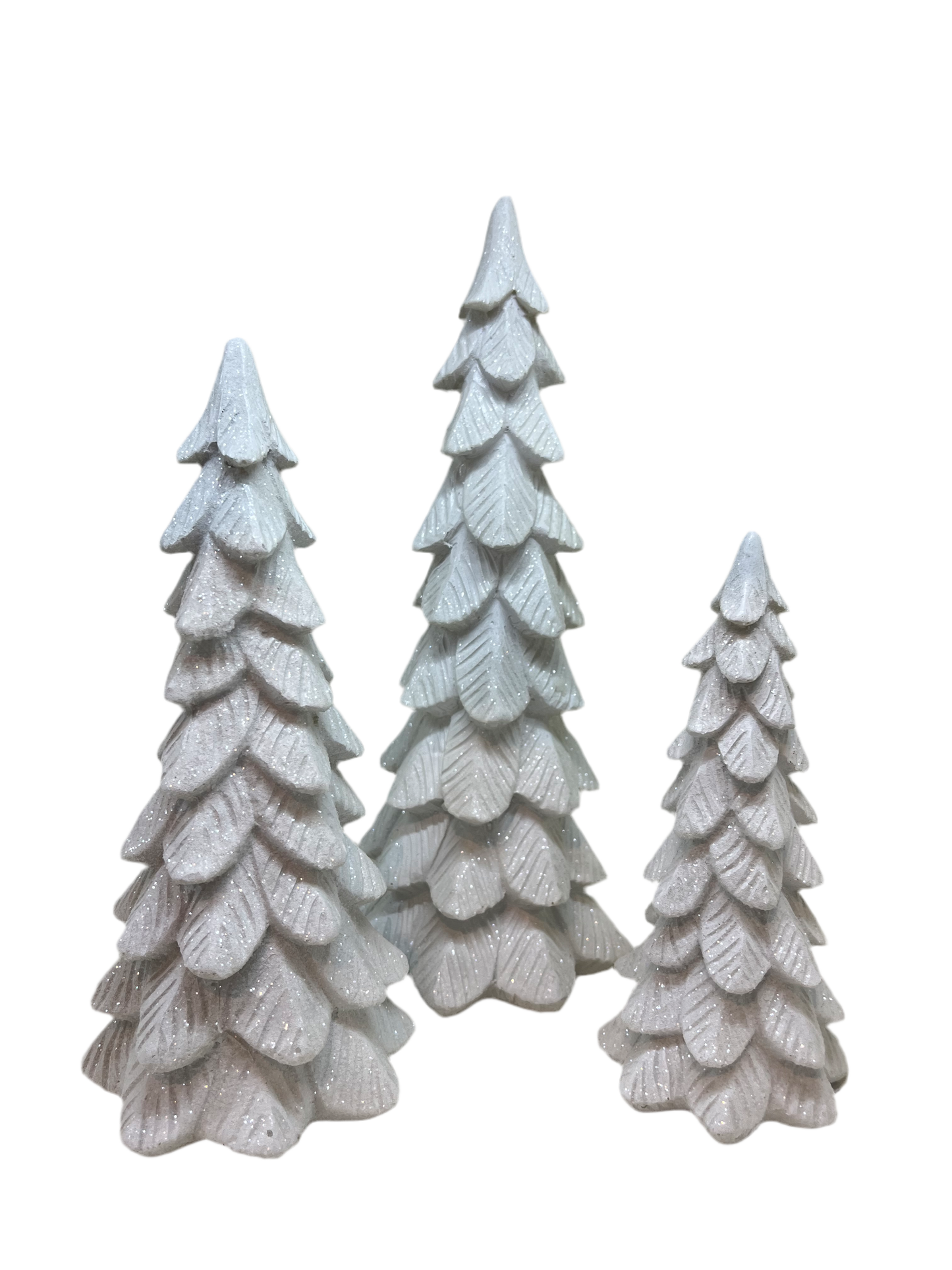 White glitter trees- Set of 3