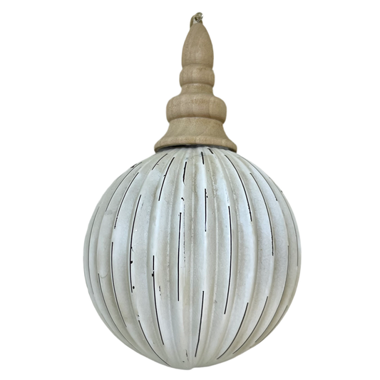 Cream and Wood Onion Ornament