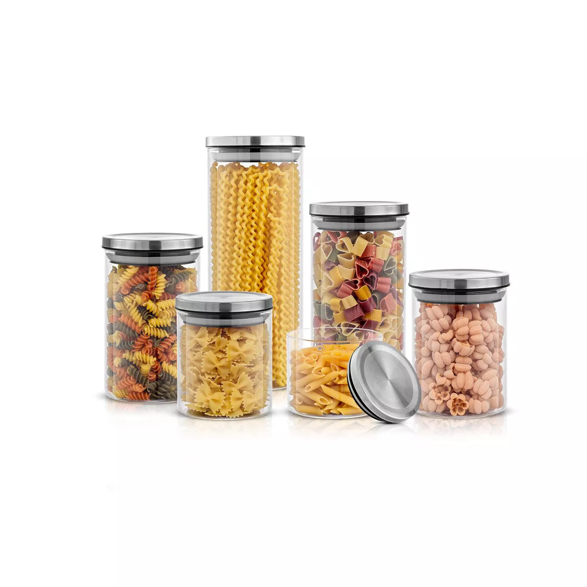 Storage Jars with Airtight Stainless Steel Lids - Set of 6