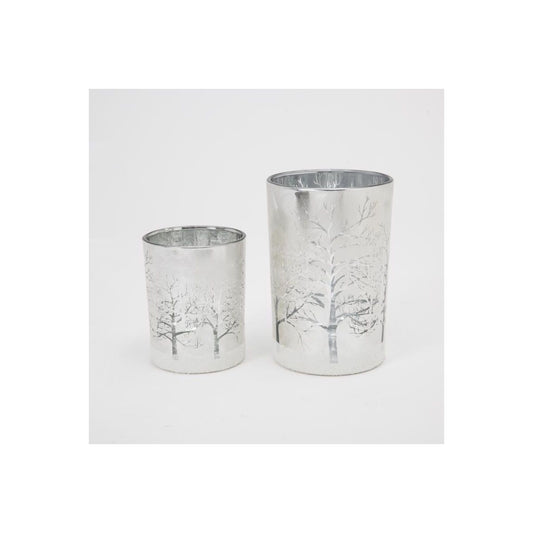 Silver Glass Candle Holder