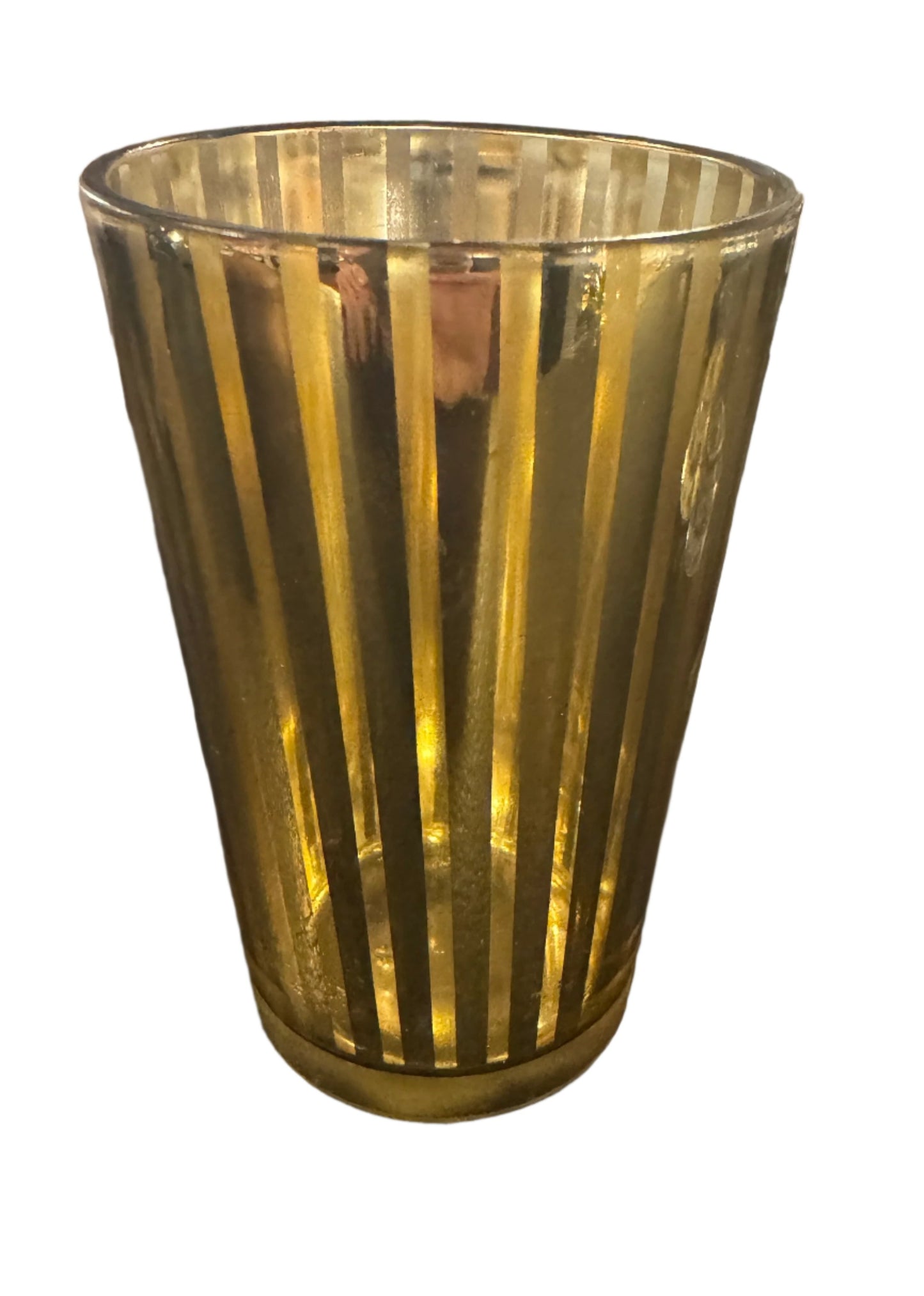 4" Gold Stripped Glass Votive