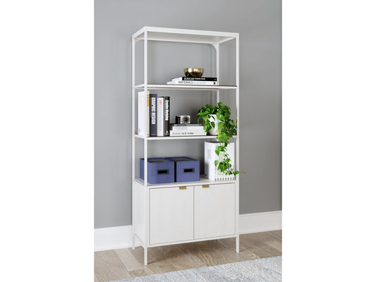 2 Door 72"  White Bookcase with 2 Shelves