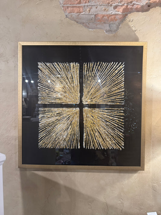 Square Black and Gold Shadow Box Wall Art 35.5”