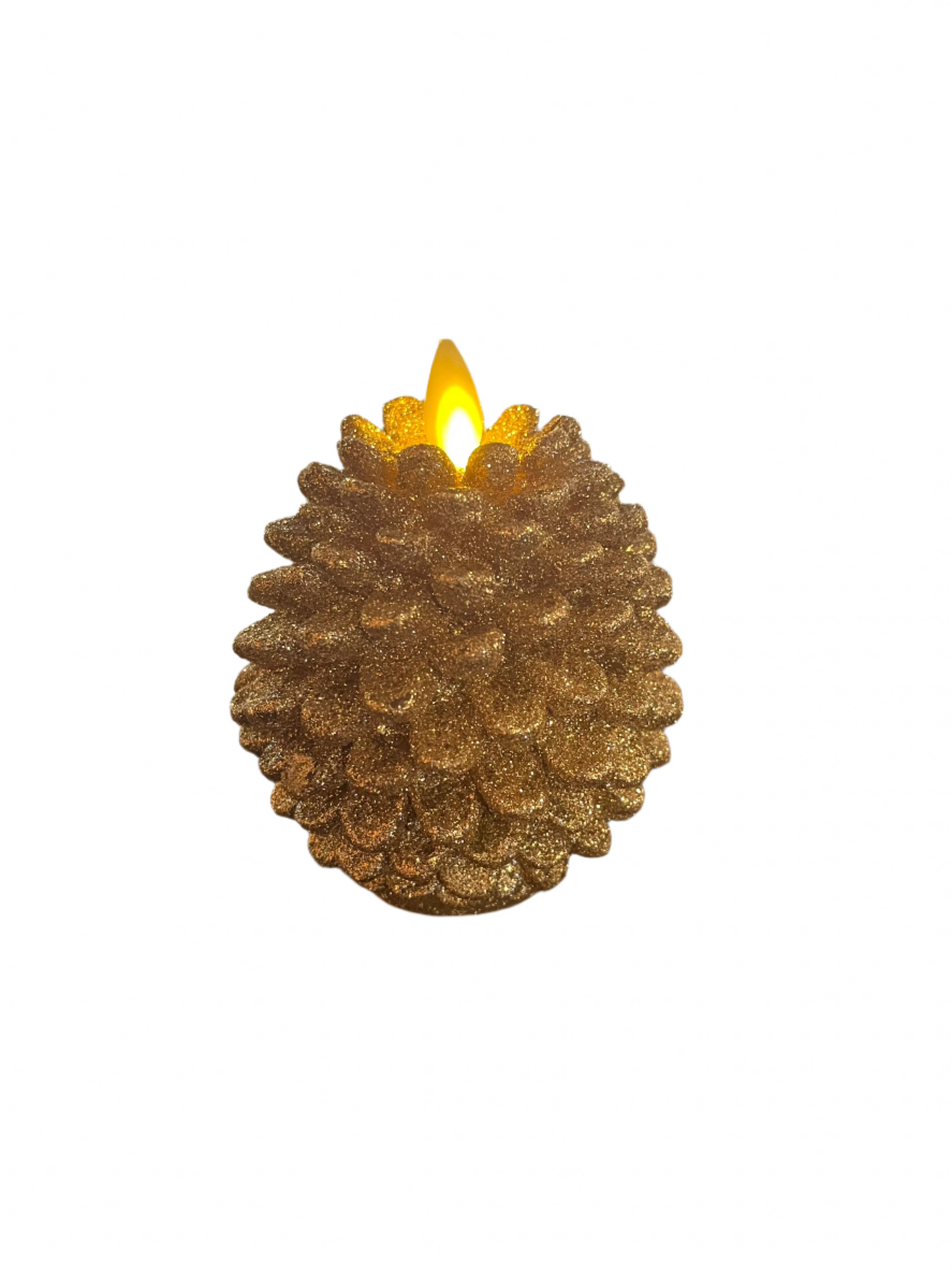 Champagne Wax Glittered Pinecone Indoor Candle